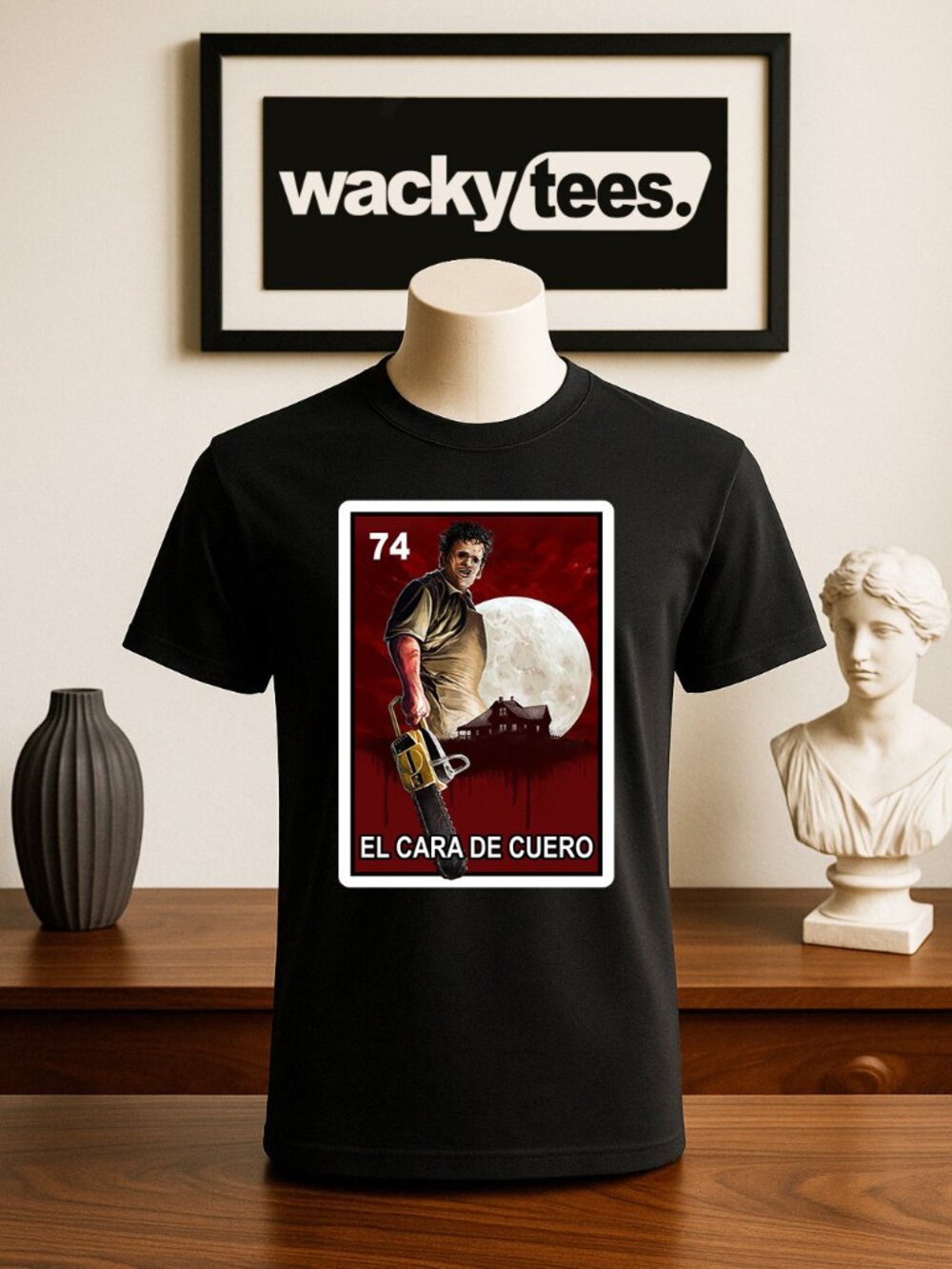 El Cara De Cuero Leather Face Loteria Horror Mexican Bingo Tarot Card Shirt